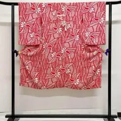 超美品 綿 浴衣 現代浴衣 着物 夏物 154裄64 綿紅梅 白 赤 楓 - メルカリ