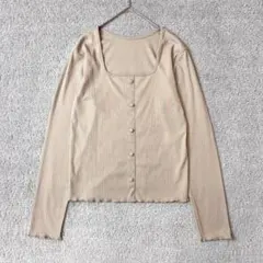 トゥーコロン　スクエアネック　リブトップス　ベージュ　L プルオーバー