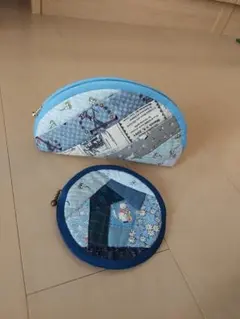 パッチワークキルトのポーチ2個セット