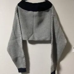 グレーとネイビーのクロップドニット GYDA オフショル