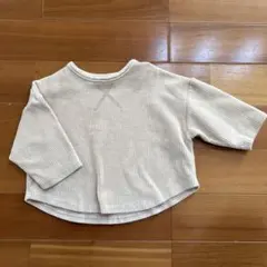 opening & リブ素材半袖トップス S クリーム色