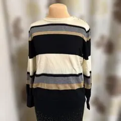 トランスワーク　ボーダー　 長袖ニットセーター　40