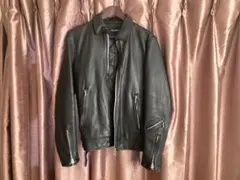 NANO UNIVERSE ブラック シングルライダースジャケット　シープレザー