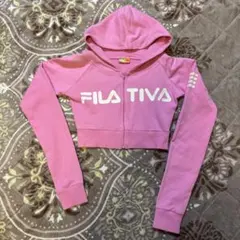 FILA TIVA ピンク ジップアップ パーカー ショート丈