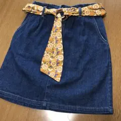 デニムスカート　花柄ベルト付き　NICE CLAUP