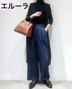 新品◆エルーラ◆コールタックワイドパンツM◆紺色◆elura
