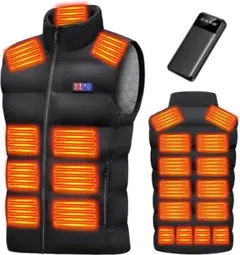 爆暖 電熱ベスト M 23箇所発熱 40000mAhバッテリー付 水洗可のサムネイル