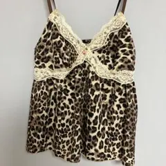 ヒョウ柄レーストリムキャミソール