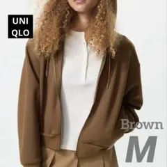 ⑷新品⭐️UNIQLO ドライスウェットフルジップパーカ　ブラウン　Mサイズ