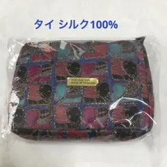 新品・未使用 タイシルク100% ポーチ　象　金 ステッチのサムネイル
