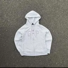 OLD GAP ジップパーカー y2k 花柄 グレー M 短丈