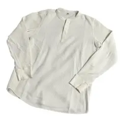 【美品】UNIQLO ワッフルヘンリーネックTシャツ/長袖 Lサイズ