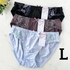 レディースショーツ　L 3枚セット　トリコットショーツ　レース　まとめ売り