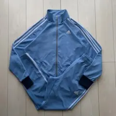 【希少カラー】アディダス トラックジャケット セットアップ 水色 XL 刺繍ロゴ