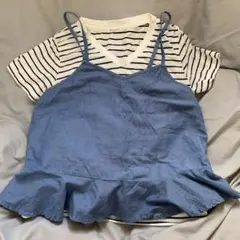 ＶネックボーダーTシャツ　ビスチェ