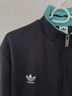 90s adidas トレフォイル ジャージ トラックジャケット 黒 ミント M