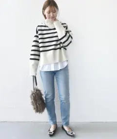 SHIPS シップス ストレッチ スリム テーパード デニム パンツ Sのサムネイル