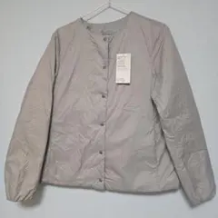 無印良品　計量ダウンポケッタブルノーカラージャケット　婦人/ライトベージュ/L