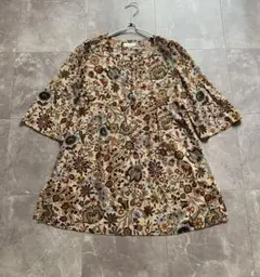 SCAPA スキャパ　花柄チュニック　ベージュ　40 ウール