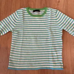 ZARA ボーダー長袖カットソー グリーン S