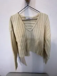MOUSSY Vネックリブ編みニット