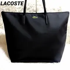 美品　ラコステ トートバッグ 特大 大容量 B4 A3 黒 メンズ可 L.12Lのサムネイル
