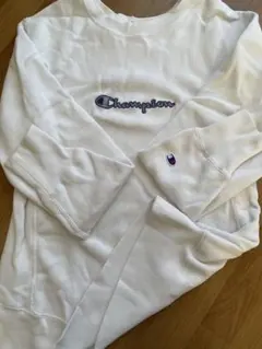 Champion 刺繍ロゴ スウェット トレーナー ホワイト M