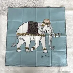 【新品未使用】ジムトンプソン 象 ハンカチ 男女兼用 綺麗なブルー