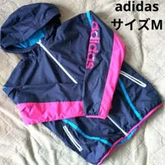 adidas ウィンドブレーカー フード付き ネイビー/ピンク
