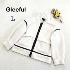 【Gleeful しまむら】ボアジャケット ハイネック ホワイト系 シンプル L