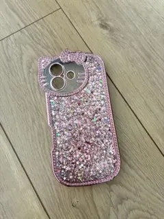 ハローキティ iPhone17ケース ピンク ラメ