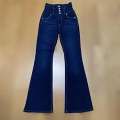 グレイル　ハイウエストストレッチフレアデニムパンツ　インディゴSサイズ