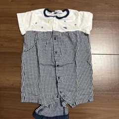 familiar チェック柄ロンパース 80