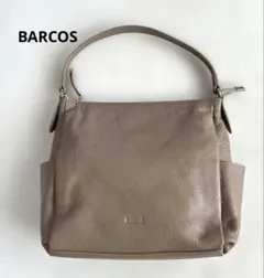 【未使用級】バルコス 2way ハンド ショルダーバッグ シボ革 ベージュ