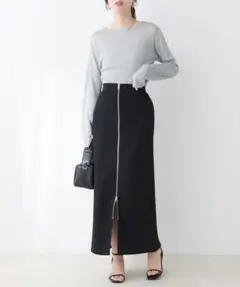 人気完売　natural couture Wジップカットポンチナロースカートのサムネイル