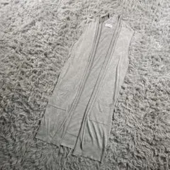 PLST ロングジレ ベスト M グレー 薄手 コットン混 ポケット付きのサムネイル