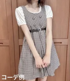 earth music&ecology 茶 ギンガムチェック ミニワンピースのサムネイル