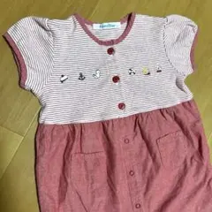 familiar ボーダー×シャンブレー 半袖 ロンパース80センチ