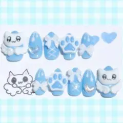 【現品】 ネイルチップ 地雷 量産 平成女児 猫 天使