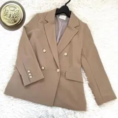 ファボリ　テーラードジャケット　ダブルブレスト　ベージュ　M 金ボタン