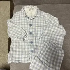 無印良品　キッズ水色チェック柄 長袖パジャマ 120サイズ　MUJI