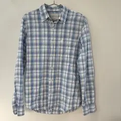 アメリカンイーグル　シャツ　長袖　チェック　ブルー　シンプル