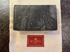 ETRO ブラック/ ペイズリー レザー名刺入れ