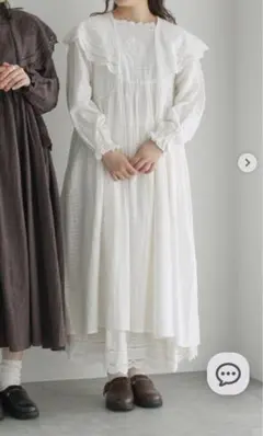 TSUHARU パーツレース刺繍ワンピース ホワイト