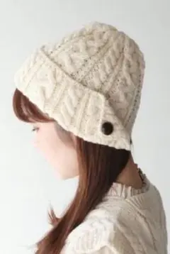 ハイランド2000　ニット帽　ブリティッシュウール　ボタン　イングランド製