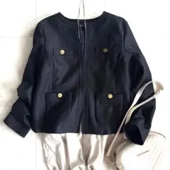 美品　ユナイテッドアローズ　グリーンレーベル　ノーカラージャケット　金ボタン
