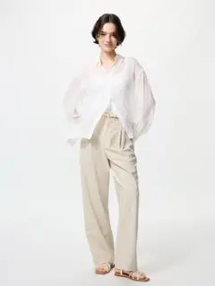 UNIQLO タックワイドパンツ/丈長め　オンライン限定