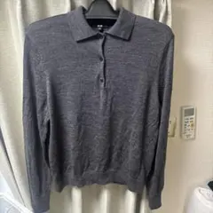 ポロ襟 ニット グレー Lサイズ