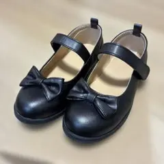 フォーマルシューズ　黒 リボン付き メリージェーンシューズ　19cm