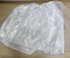 ホワイト シフォン フレアスカート サテン
